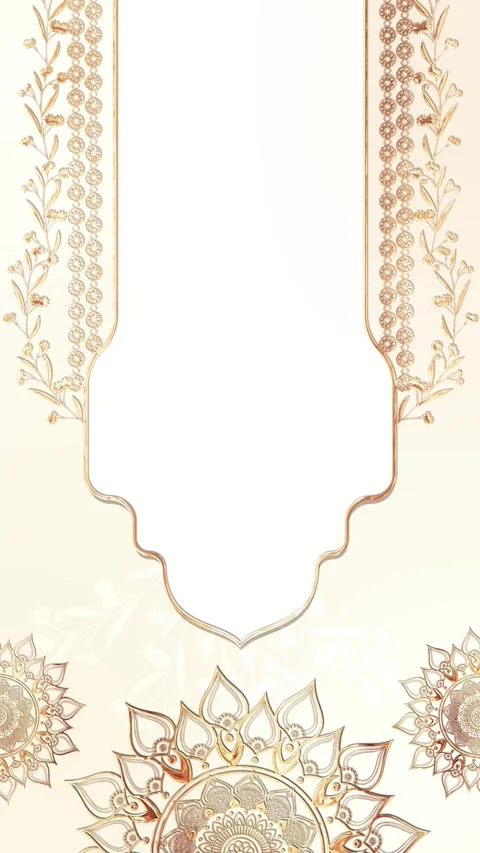 Luxury Indian Wedding Invitation Frame with Golden Mandala Design Stock Footage 342620420
