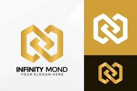Luxury Infinity Diamond Logo Vector Design. Brand Identity emblem, designs co Stock Illustration