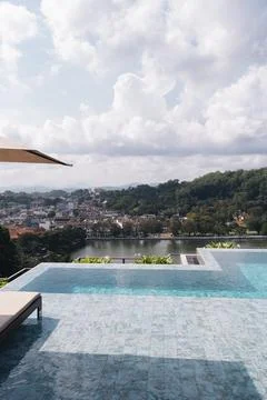 Luxury infinity pool overlooking Kandy Stock Photos