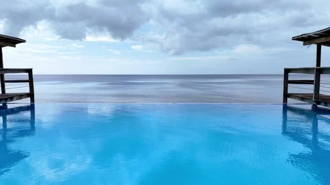 Luxury Infinity Pool Overlooking Ocean Stock Footage 300547411