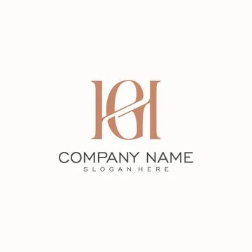 Luxury initial HG or GH monogram text letter logo design Stock Illustration
