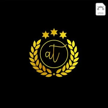 Luxury AT initial logo or symbol business company vector icon isolated Stock Illustration