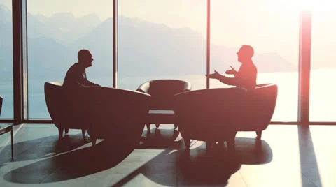 Luxury interior. business meeting. businessman discussion. client. handshake Stock Footage