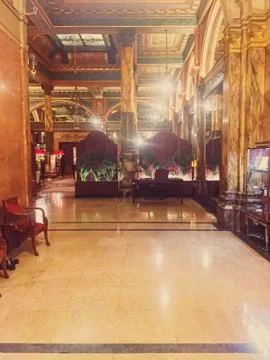 Luxury interior design of five star Hotel Metropole in Brussels, Belgium Stock Photos