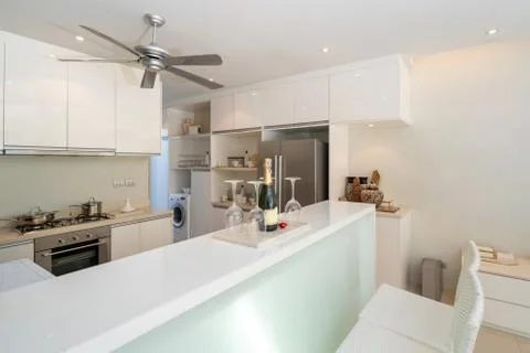 Luxury interior kitchen with white space Stock Photos