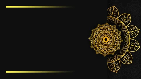 Luxury Islamic Gold Mandala Background with Elegant Black and Gold Frame. Stock Footage 340287841
