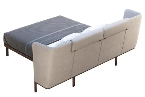 Luxury king size bed with bedside tables. 3d render Stock Illustration