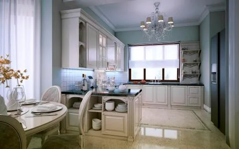 Luxury kitchen interior Stock Illustration