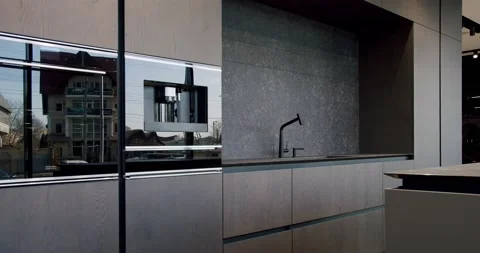 Luxury kitchen with an island. Modern in... | Stock Video | Pond5