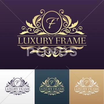 Luxury label or King place symbol element with decorative calligraphy object set Stock Illustration
