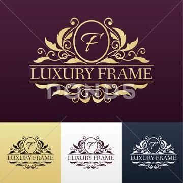 Luxury label or King place symbol element with decorative calligraphy object set Stock Illustration