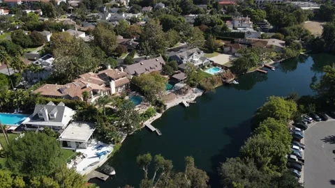 Luxury Lakefront Homes Stock Footage 166249191
