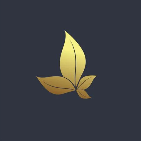 Luxury leaf logo design, modern premium leaves symbol design, golden concept Stock Illustration