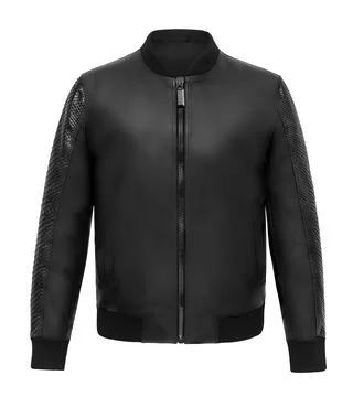 Luxury leather jacket with python skin details Stock Photos