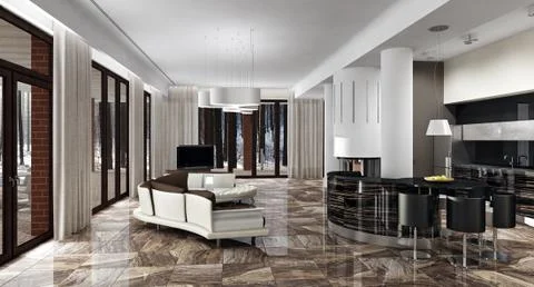 Luxury light interior in daylight Stock Illustration
