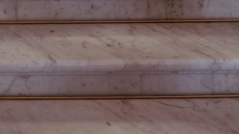 Luxury light marble staircase. Marble steps Stock Footage 78059830