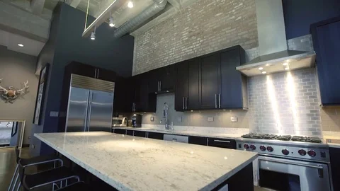 Luxury loft kitchen push-in. Stock-Footage 80326600