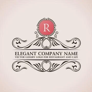 Luxury logo. Calligraphic pattern elegant decor elements. Vintage vector Illustrazione stock