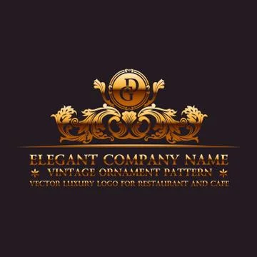 Luxury logo. Calligraphic pattern elegant decor elements. Vintage ornament gold Stock Illustration