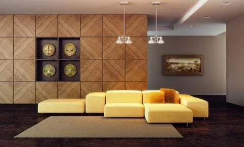 Luxury lounge room 3d render Stock Illustration