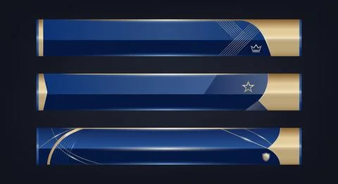 Luxury lower third banner template Elegant set of blue and gold geometric t.. Illustrazione stock