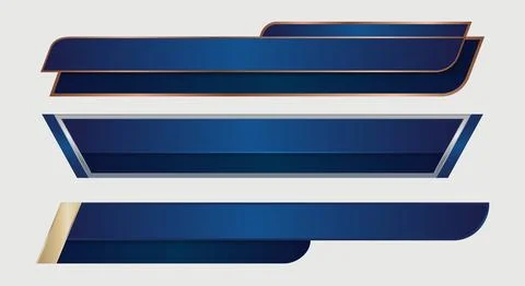 Luxury lower third banners in elegant dark blue gradient with gold and silv.. Stock Illustration