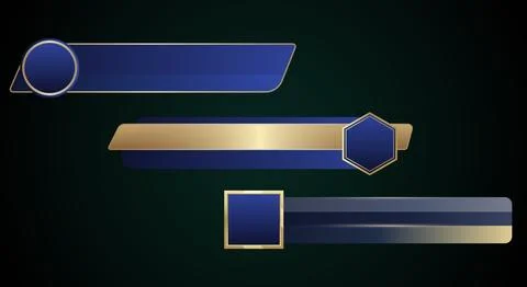 Luxury lower third banners elegant royal blue and metallic gold geometric f.. Stockillustratie