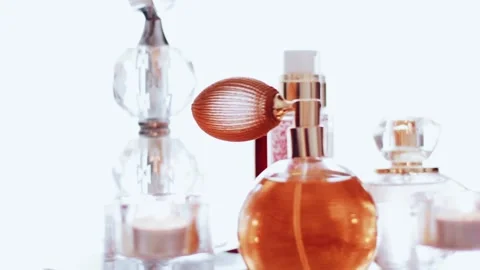 Luxury make-up products rotating, set of skincare, perfume and lipstick as Stock-Footage 135067792