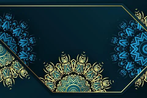 Luxury Mandala Artwork With Deep Blue Background And Ornate Details Stock Illustration