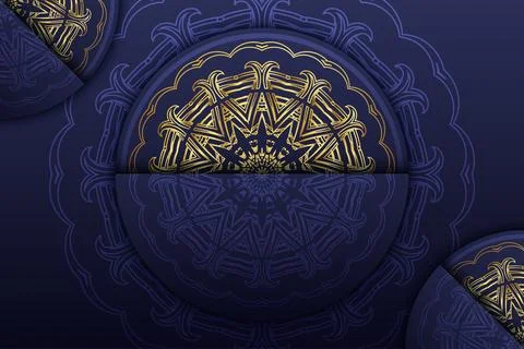 Luxury Mandala Artwork With Deep Blue Background And Ornate Details 스톡 일러스트