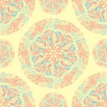 Luxury Mandala Background, Vector round abstract decorative element, colored  Stock Illustration