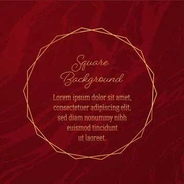 Luxury Maroon Marble Square Background with Elegant Golden Geometric Frame .. 스톡 일러스트
