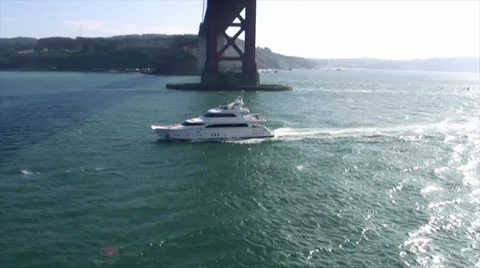 Luxury Mega Yacht - Aerial Heli Footage Stock Footage