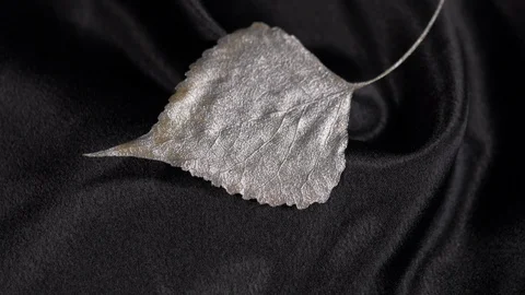 Luxury metalic populus leaf rotating on black 4k. 動画素材 97357677