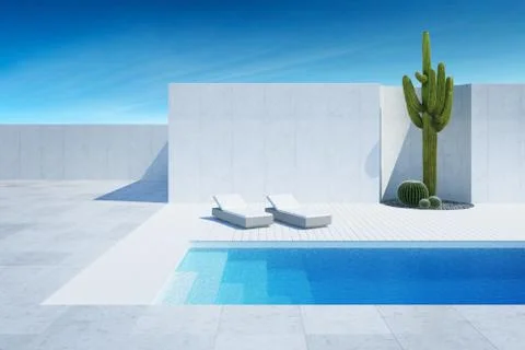 Luxury modern backyard with a swimming pool Stock Illustration