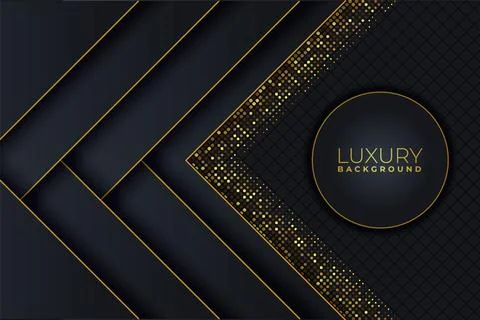 Luxury Modern Diagonal Overlapped Layers Gold and Dark Background Stock Illustration