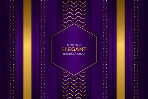 Luxury Modern Elegant Vertical Layer Background Purple and Gold with Glitter  Stock Illustration