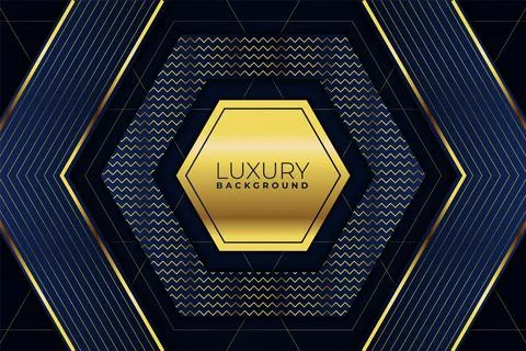 Luxury Modern Premium Geometric Hexagonal Shiny Golden with Navy Background Stock Illustration