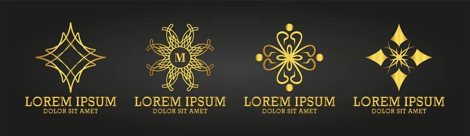 Luxury monogram logo template vector object for logo design. Illustrazione stock