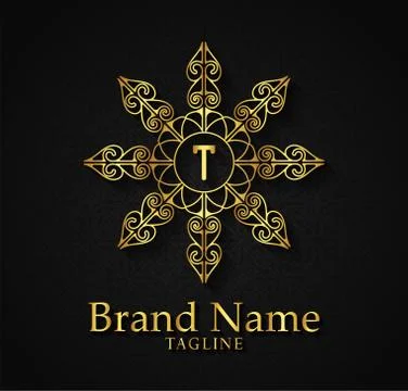 Luxury monogram logo template vector object for logo design. Illustrazione stock