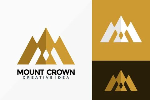 Luxury Mountain Crown Logo Vector Design. Abstract emblem, designs concept, l Stock Illustration