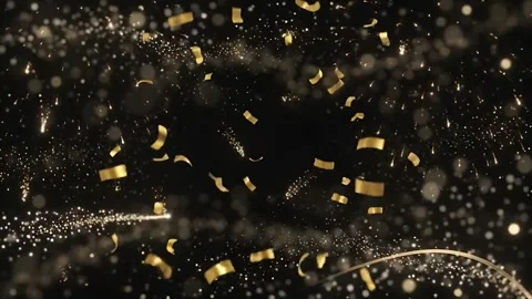 Luxury New Year Celebration Background with Golden Fireworks and Glitter Loop Stock Footage 341470586