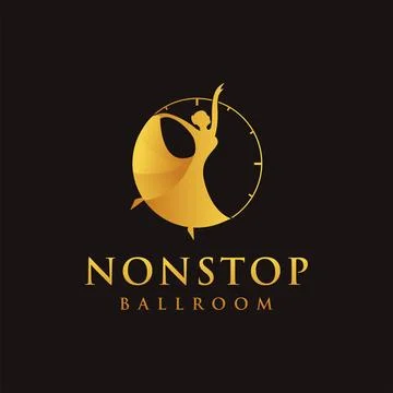 Luxury nonstop dancing logo vector icon, dancing in a clock logo Stock Illustration