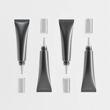 Luxury nozzle tip tube packaging, black plastic serum dropper tube Stock Illustration