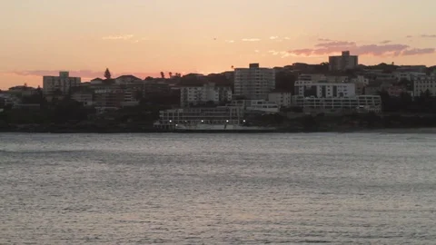 Luxury ocean views at sunset, looking at Bondi Beach Bay Stock Footage 85297046