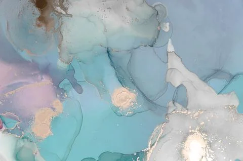 Luxury Ocean Waves. Hand Painted Modern Color Stock Illustration