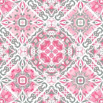 Luxury oriental tile seamless pattern. Colorful floral patchwork background Illustrazione stock