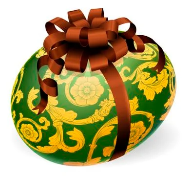 Luxury ornate easter egg with bow Illustrazione stock
