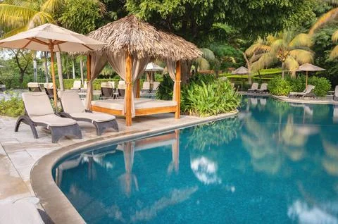 Luxury outside pool Stock Photos