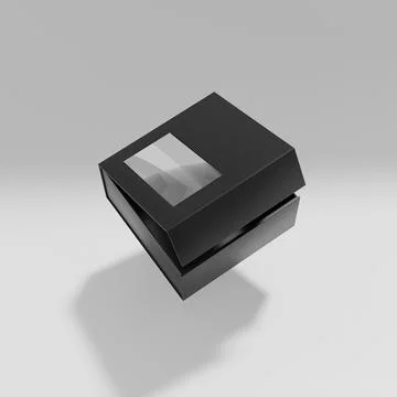 Luxury paper box packaging mockup, black gift box with window display Stock Illustration